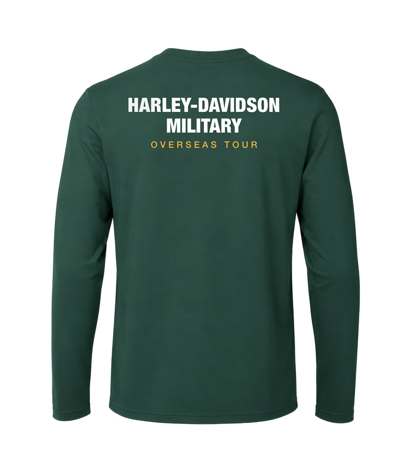 Load image into Gallery viewer, Harley-Davidson® The Legend Rolls On Military Long Sleeve Shirt Back Graphic
