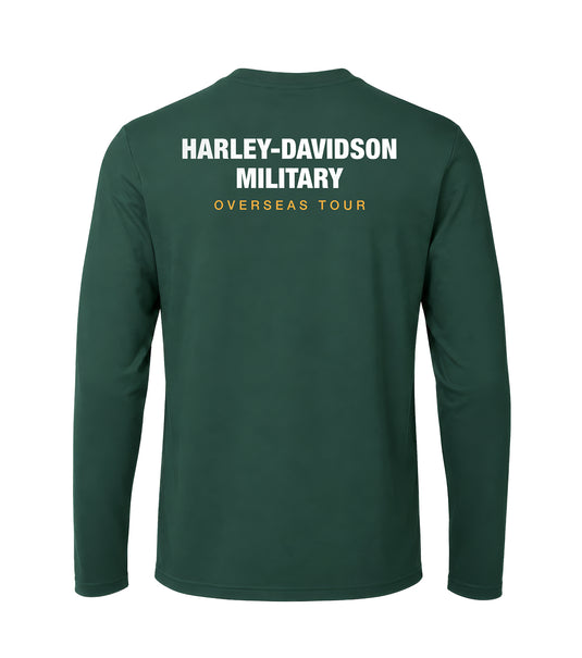 Harley-Davidson® The Legend Rolls On Military Long Sleeve Shirt Back Graphic