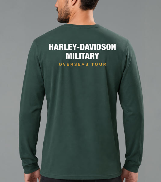 Custom The Legend Rolls On Harley-Davidson® Military Long Sleeve Shirt with Exclusive Back Design