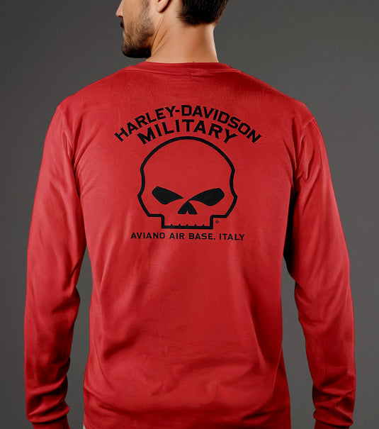 Harley-Davidson Military Hot Ride Aviano, IT Long Sleeve Red T-Shirt