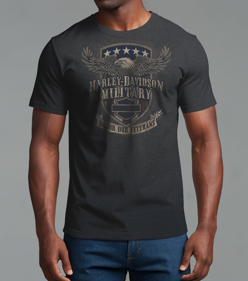 Load image into Gallery viewer, Veteran’s Support Harley-Davidson Grey T-Shirt Men's
