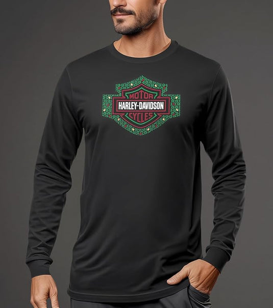 Custom Harley Christmas Lights Long Sleeve T-Shirt