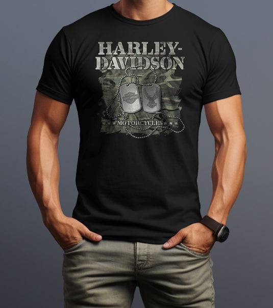 Overseas Tour Harley-Davidson Military Dog Tags Tee