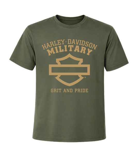 Exclusive Overseas Tour Grit and Pride Harley-Davidson® Military Men's T-Shirt Front Design