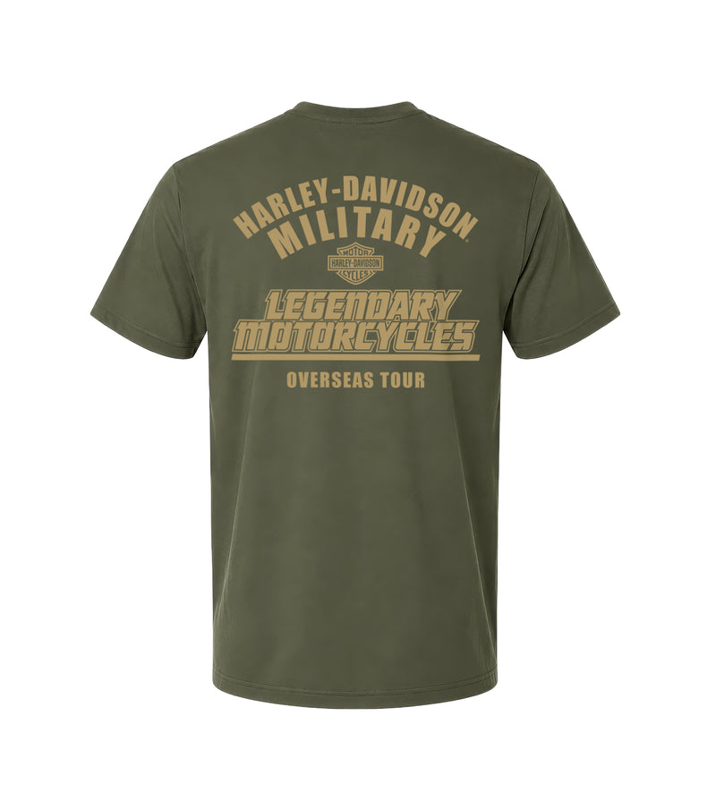 Load image into Gallery viewer, Harley-Davidson® Military Grit and Pride Overseas Tour Men's T-Shirt Back Graphic
