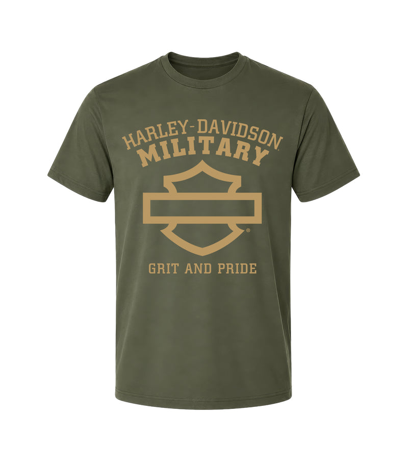 Load image into Gallery viewer, Exclusive Overseas Tour Grit and Pride Harley-Davidson® Military Men's T-Shirt Front Design
