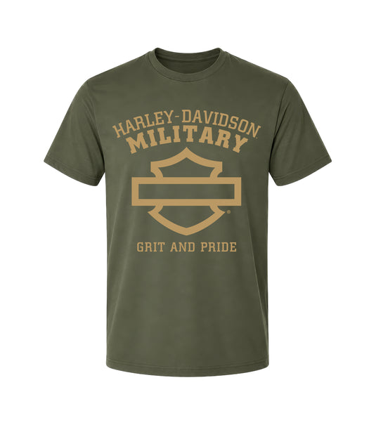Exclusive Overseas Tour Grit and Pride Harley-Davidson® Military Men's T-Shirt Front Design