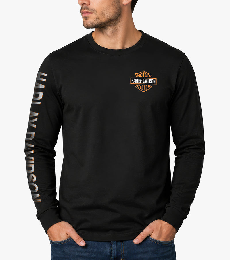 Load image into Gallery viewer, Men's Black Harley-Davidson® Military Ramstein Air Base Long Sleeve T-Shirt Front Design
