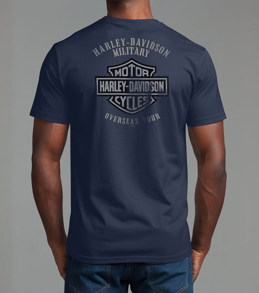 Navy Blue Harley-Davidson Military Veterans Overseas Tour Tee
