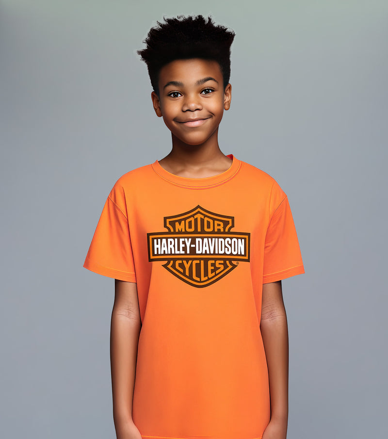 Load image into Gallery viewer, Kids Orange Bar &amp; Shield Tee, Overseas Tour H-D Military
