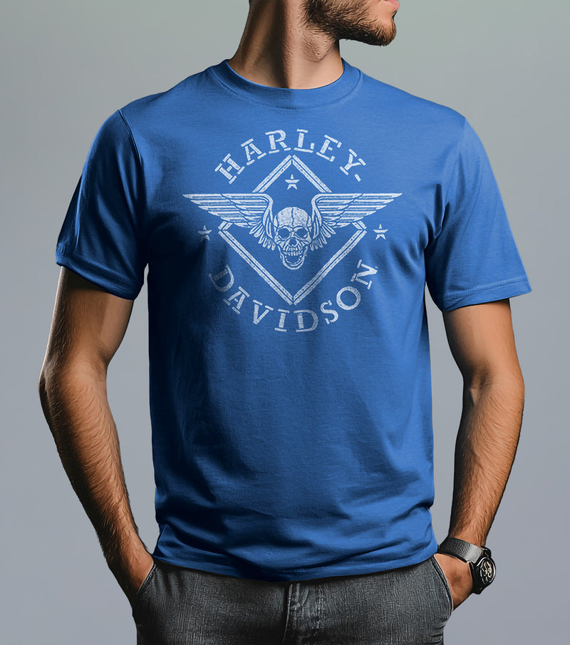 Load image into Gallery viewer, Harley-Davidson Military Blue Skull Tee
