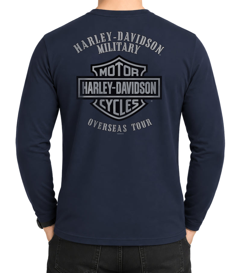 Load image into Gallery viewer, Veteran’s Support Harley-Davidson Navy Long Sleeve T-Shirt
