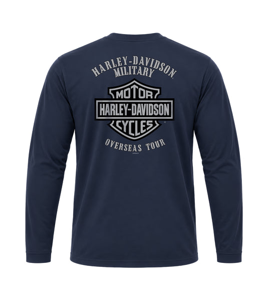 Harley-Davidson® Military Veteran's Support Navy Long Sleeve T-Shirt with Overseas Tour Back Graphic