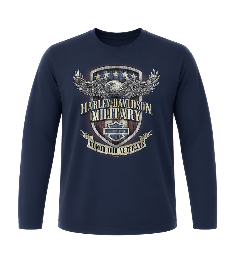 Load image into Gallery viewer, Veteran’s Support Harley-Davidson Navy Long Sleeve T-Shirt
