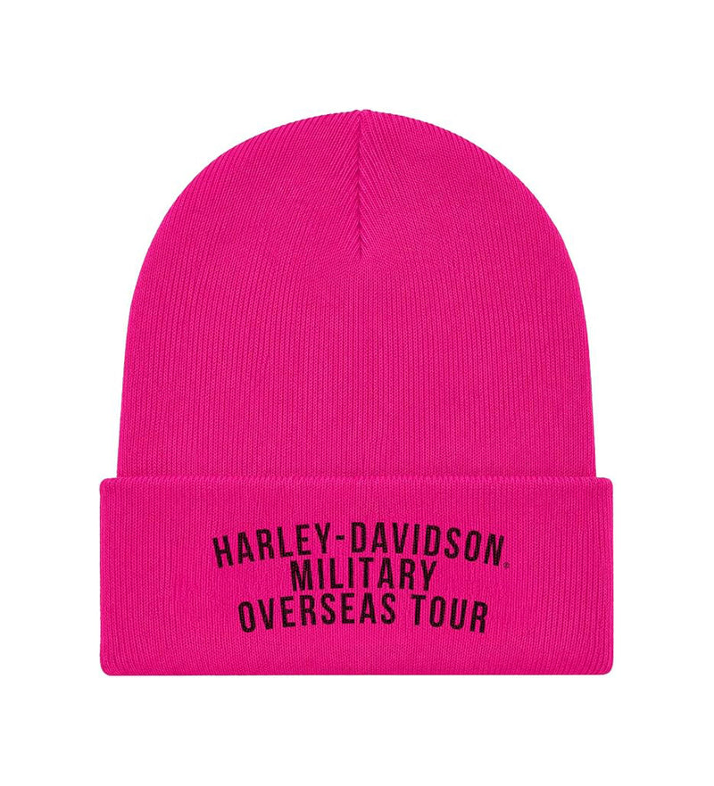 Load image into Gallery viewer, Women's Bright Pink Harley-Davidson® Overseas Tour Military Beanie Back View
