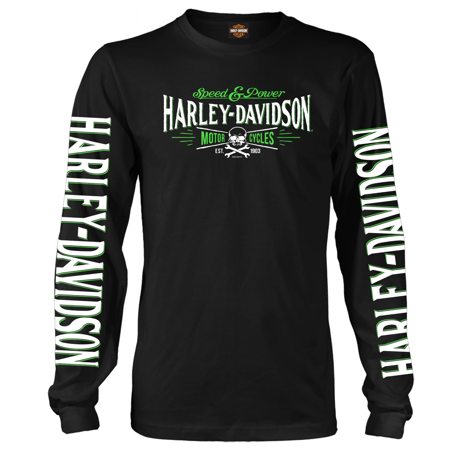  Harley Davidson Military Long Sleeve Crew Neck Graphic T 